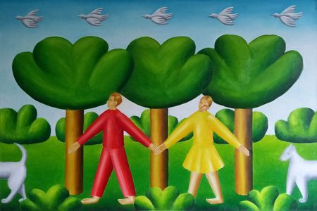 Саша Катинаускиене (Картина, живопись - 
                  90 x 60 см) Прогулка на природе