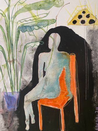 Анастасия Трапезникова (Картина, живопись - 
                  25 x 35 см) The girl sitting on a chair