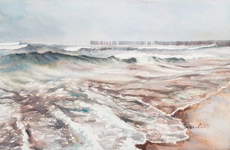 Юлия Третьякова (Авторская графика - 
                  57.5 x 37 см) Туман