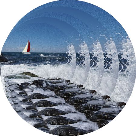 Лариса Корж (Графика цифровая (принты) - 
                  30 x 30 см) Белеет парус