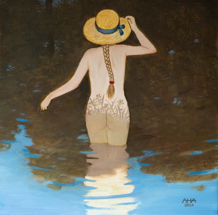 Андрей Аверьянов (Картина, живопись - 
                  60 x 60 см) Без названия (Девушка в шляпе)