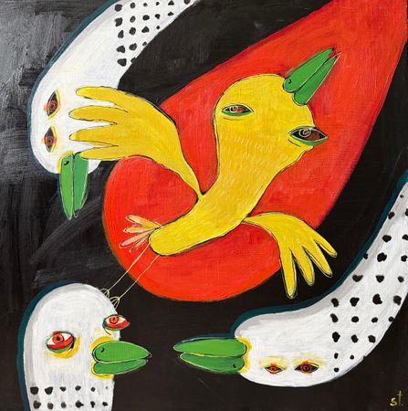 Марина Стараканами (Картина, живопись - 
                  70 x 70 см) Иллюзия полета