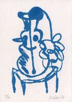 Натюрморт с вазой-снеговиком и цветком (№4/20)