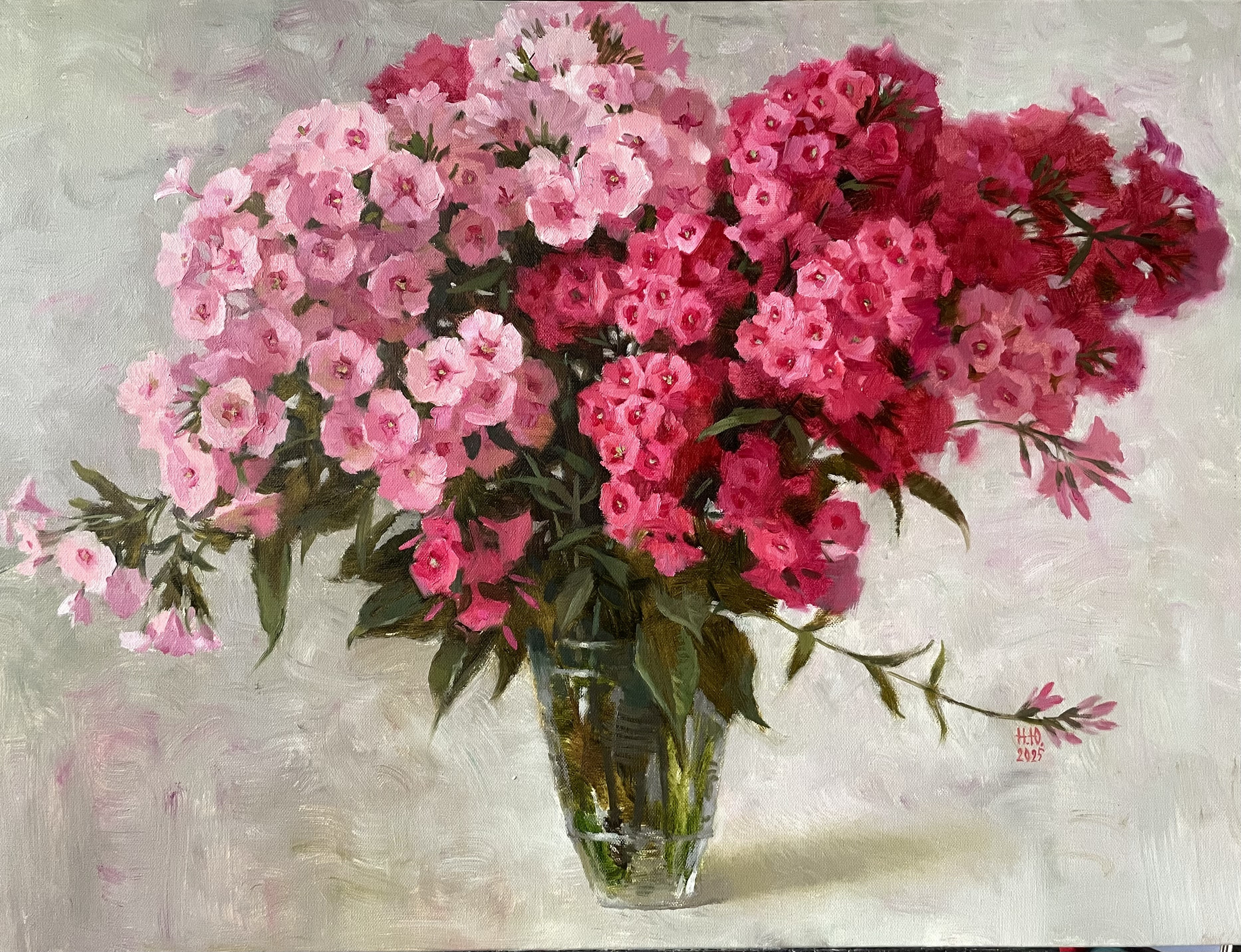 Картина, живопись Красные флоксы – Юлия Непокрытая, 70 x 80 см